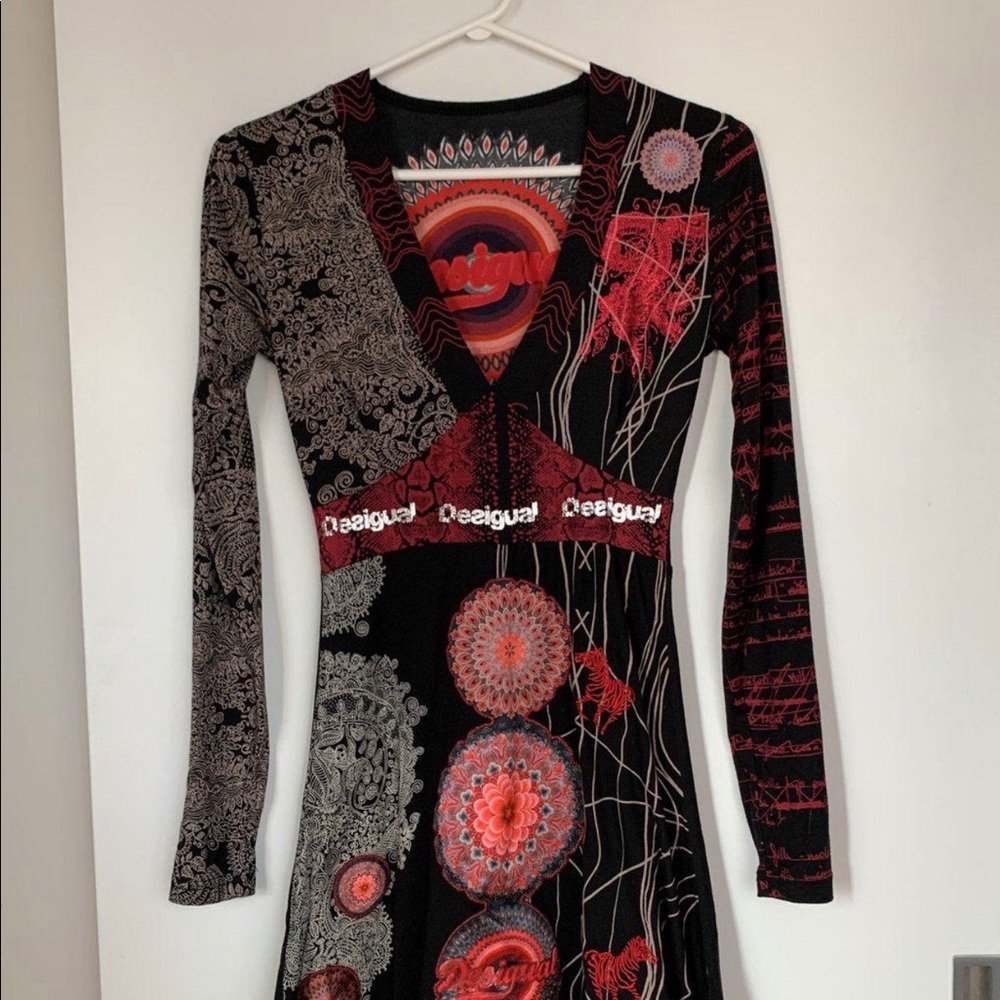 Desigual Black/Red Printed Dress